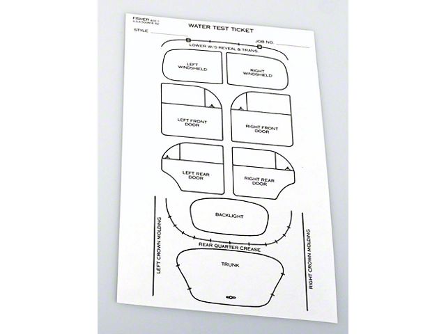Chevy Water Leak Test Sheet, 1952-1954