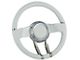 Chevy WaterFall Steering Wheel, Italian Leather & Billet Aluminum, Flaming River, 1958-1985
