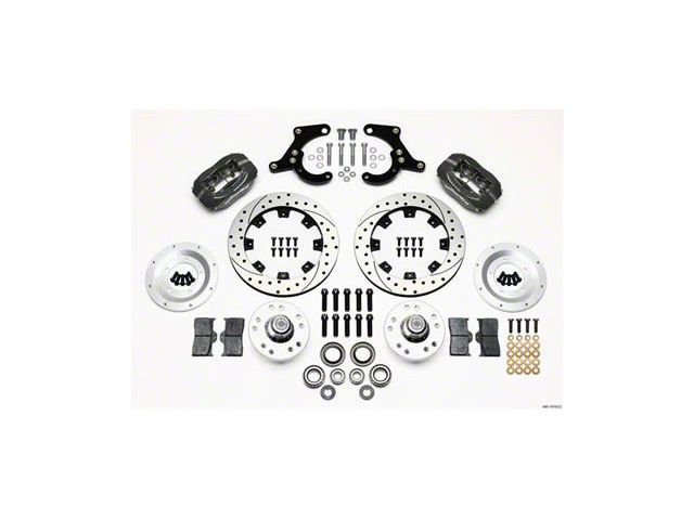 Chevy Wilwood Front Disc Brake Kit, Black Anodize Calipers, SRP Drilled & Slotted Rotors, 11.75, Forged Dynalite Pro Series, 1955-1957