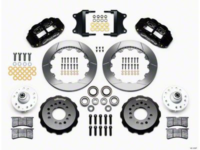 Chevy Wilwood Front Disc Brake Kit, Drop Spindle, Black Powder Coat Caliper, GT Slotted Rotor,12.88, Forged Superlite 6R Big Brake Series 55-57