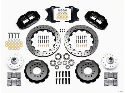 Chevy Wilwood Front Disc Brake Kit, Drop Spindle, Black Powder Coat Caliper, SRP Drilled & Slotted Rotor,12.88, Forged Superlite 6R Big Brake Series 55-57