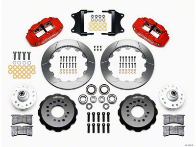 Chevy Wilwood Front Disc Brake Kit, Drop Spindle, Red Powder Coat Caliper, GT Slotted Rotor,12.88, Forged Superlite 6R Big Brake Series 55-57