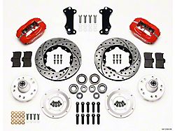 Chevy Wilwood Front Disc Brake Kit, Drop Spindle, Red Powder Coat Caliper, SRP Rotor,11.00, Forged Dynalite Pro Series 55-57
