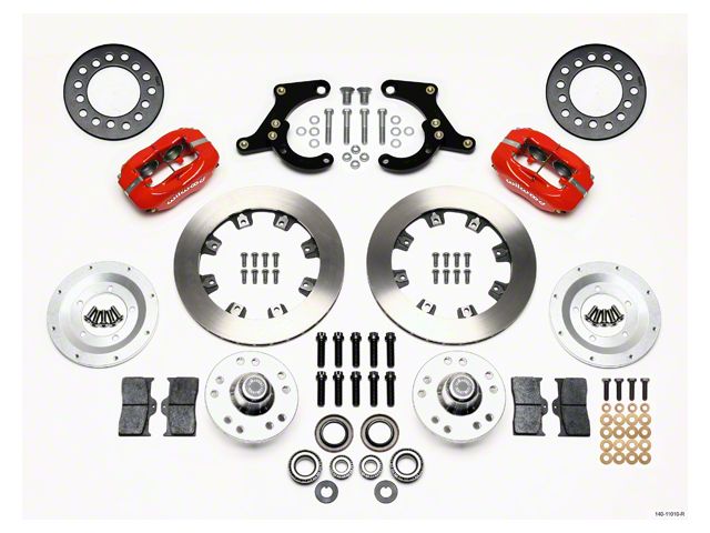 Chevy Wilwood Front Disc Brake Kit, Red Powder Coat Caliper, Plain Face Rotor,11.75, Forged Dynalite Pro Serie, 1955-1957