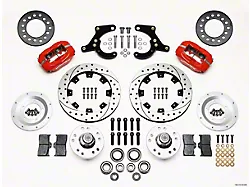 Chevy Wilwood Front Disc Brake Kit, Red Powder Coat Caliper, SRP Drilled & Slotted Rotor,11.75, Forged Dynalite Pro Series 1955-1957