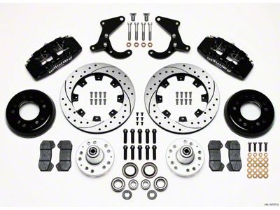 Chevy Wilwood Dynapro 6 Big Brake Front Disc Brake Kit, Black Powder Coat 6-Piston Caliper, SRP Drilled & Slotted Rotor, 12.19 1955-1957