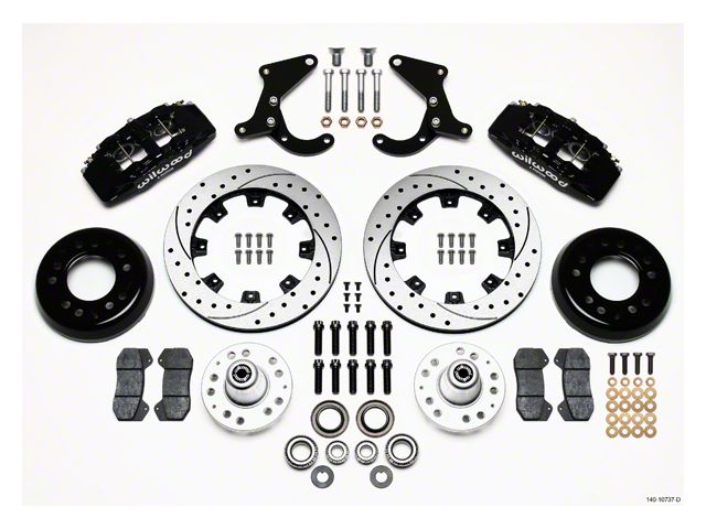 Chevy Wilwood Dynapro 6 Big Brake Front Disc Brake Kit, Black Powder Coat 6-Piston Caliper, SRP Drilled & Slotted Rotor, 12.19 1955-1957