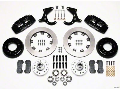 Chevy Wilwood Dynapro 6 Big Brake Front Disc Brake Kit, Black Powder Coat 6-Piston Calipers, Plain Face Rotor,12.19, 1955-1957