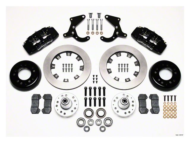 Chevy Wilwood Dynapro 6 Big Brake Front Disc Brake Kit, Black Powder Coat 6-Piston Calipers, Plain Face Rotor,12.19, 1955-1957