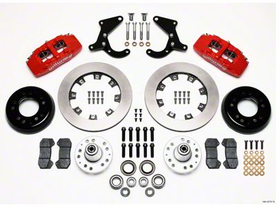 Chevy Wilwood Dynapro 6 Big Brake Front Disc Brake Kit, Red Powder Coat 6-Piston Calipers, Plain Face Rotor,12.19, 1955-1957