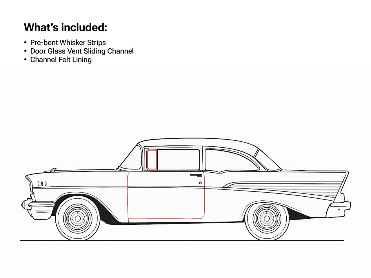 Ecklers Window Felt Kit (55-57 150, 210 2-Door Sedan)