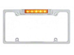 Chrome License Plate Frame Light With Amber Auxilary Light