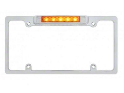 Chrome License Plate Frame Light With Amber Auxilary Light