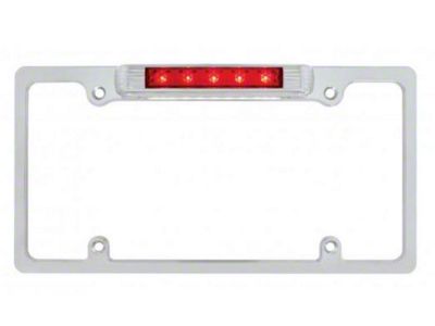 Chrome License Plate Frame Light With Red Auxilary Light