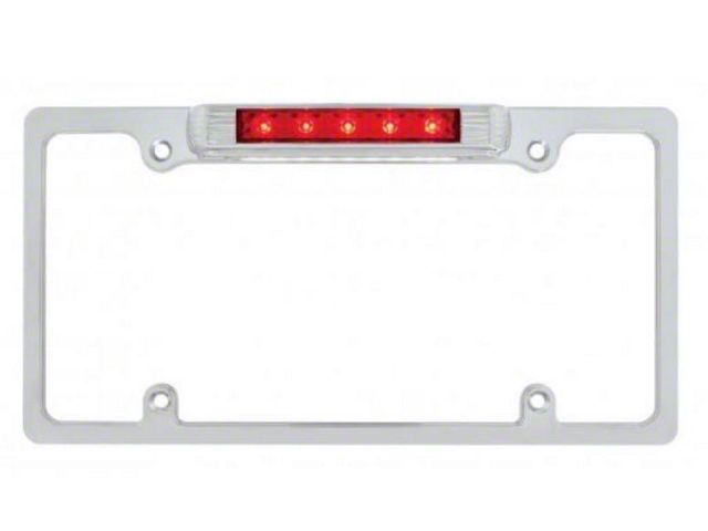 Chrome License Plate Frame Light With Red Auxilary Light
