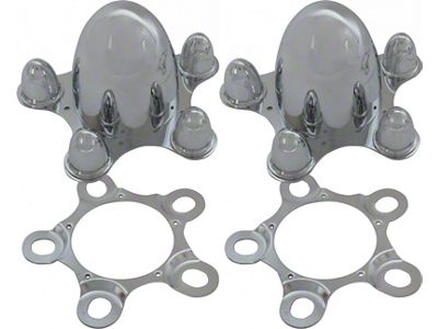 Chrome Plated Zinc Diecast Spider-Style Center Cap Set for 5 x 5 Bolt Circle, 2 Pieces