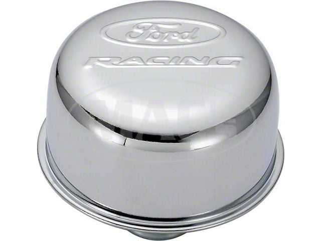 Chrome Push-In Air Breather Cap with Ford Racing Logo