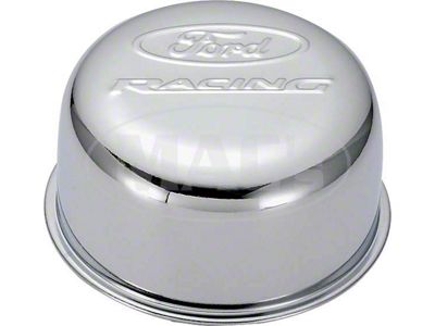 Chrome Twist-On Oil Breather Cap with Ford Racing Logo