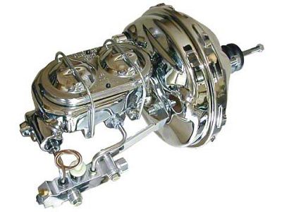 Delco Style Single Diaphragm Disc/Drum Power Brake Booster Conversion Kit; 11-Inch; Chrome (64-70 Chevelle; 64-67 Malibu)