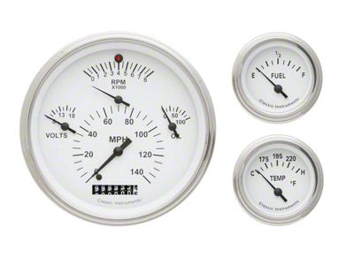 Classic Instruments Gauge Package; White (1957 150, 210, Bel Air, Nomad)
