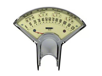 Classic Instruments Bel Era III Gauge Cluster Package with LS Sending Unit; Tan (55-56 150, 210, Bel Air, Nomad)
