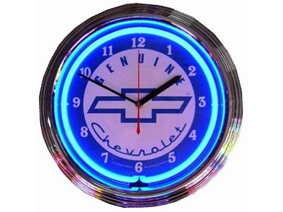 Clock, Neon Chevy, Blue