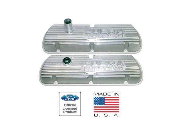 Cobra Valve Covers, Solid Letters, Polished Aluminum, Small-Block Ford (Small-Block Ford, without EFI)