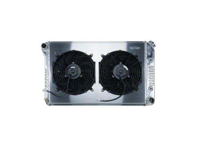COLD-CASE Radiators Aluminum Performance Radiator with Dual 12-Inch Fans; 1.25-Inch Upper Hose Inlet (80-87 El Camino)