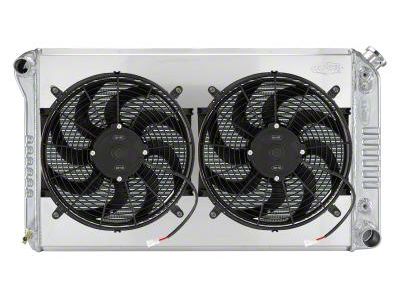 COLD-CASE Radiators Aluminum Performance Radiator with Dual 14-Inch Fans; 19-Inches High (77-87 C10 w/ Automatic Transmission)