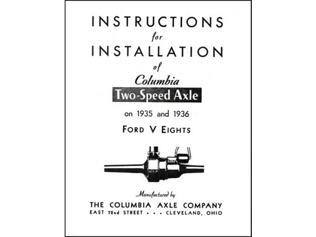 Columbia Rear Axle Installation Instructions - 12 Pages - Ford V8