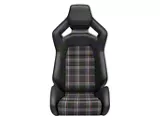 Corbeau Sportline RRX Reclining Seats; Black Vinyl/Burgundy Vinyl (Universal; Some Adaptation May Be Required)