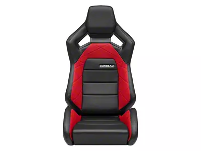 Corbeau Sportline RRX Reclining Seats; Black Vinyl/White Plaid Cloth (Universal; Some Adaptation May Be Required)