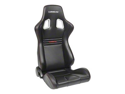 Corbeau Evolution Seat, Black Vinyl/Carbon Red Stitch