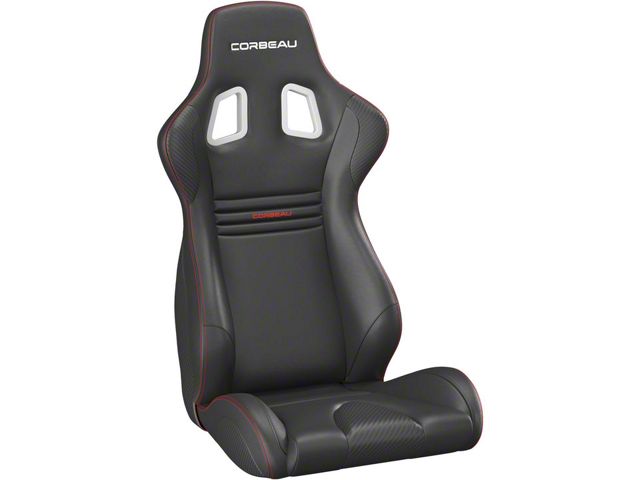 Corbeau Evolution Seat, Black Vinyl/Carbon Red Stitch