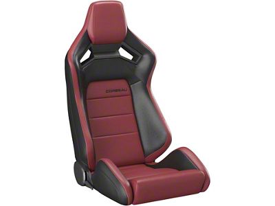 Corbeau Sportline RRX Reclining Seats; Black Vinyl/Burgundy Vinyl (Universal; Some Adaptation May Be Required)