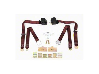 Corvette 3-Point Shoulder Harness & Seat Belt Kit, Retractable, Retrofit, Burgundy, 1965