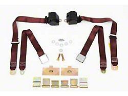 Corvette 3-Point Shoulder Harness & Seat Belt Kit, Retractable, Retrofit, Burgundy, 1965