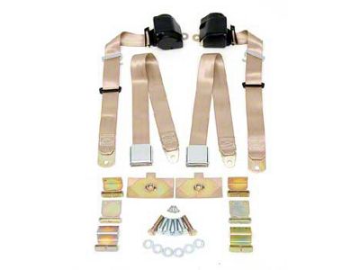 Corvette 3-Point Shoulder Harness & Seat Belt Kit, Retractable, Retrofit, Saddle, 1963-1967