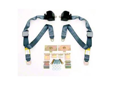 Corvette 3-Point Shoulder Harness & Seat Belt Kit, Retractable, Retrofit, Medium Blue, 1965-1967