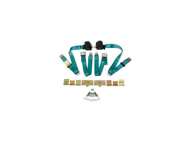 Corvette 3-Point Shoulder Harness & Seat Belt Kit, Retractable, Retrofit, Turquoise, 1956-1960 (Convertible)