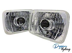 6x7-Inch V1 Projector Headlight with Halogen Bulbs; Chrome Housing; Clear Lens (Universal; Some Adaptation May Be Required)