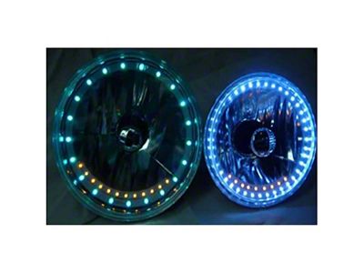 7 Round White Diamond White Halo Headlight W/Signal