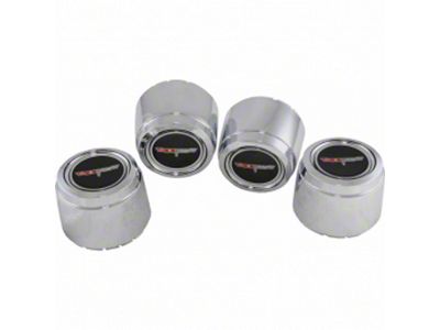Corvette Aluminum Wheel Center Cap Set Chrome With Emblems