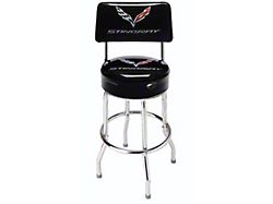 Corvette Bar Stool With Back And C7 Stingray Logo