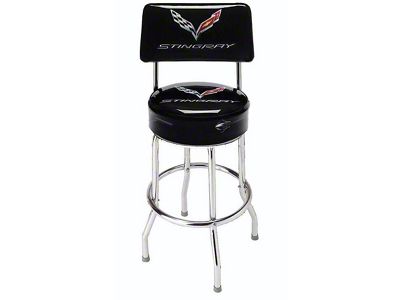 Corvette Bar Stool With Back And C7 Stingray Logo