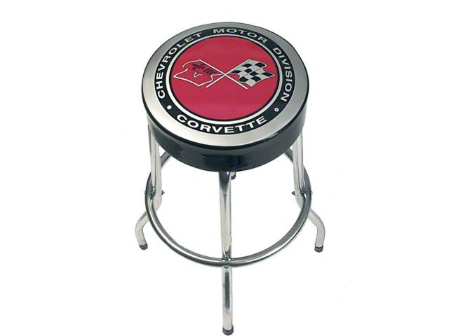 Corvette Bar Stool With Crossed-Flags Logo