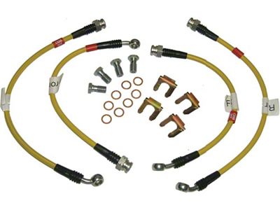 Corvette Brake Hose Set, Braided Stainless Steel, Yellow, 1984-1987