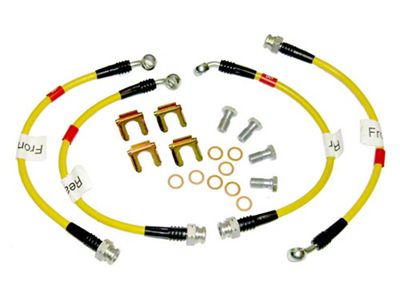 Corvette Brake Hose Set, Braided Stainless Steel, Yellow, 1988-1993