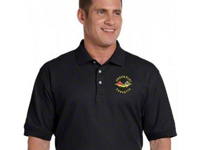 Corvette C1 1953-1962 Men's Custom Embroidered Pima Cotton Polo, Black