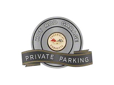 Corvette C1 1958-1960 Emblem Hot Rod Garage Private ParkingMetal Sign, 18 X 14